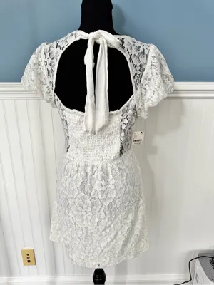NWT Free People Ivory Hailee Lace Mini Dress ~ Size Medium thumbnail 6