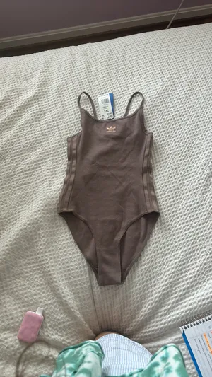 Adidas NWT chocolate brown scoop neck spaghetti strap body suit thumbnail 3