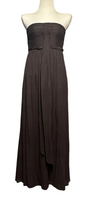 J.Crew Silk Chiffon Whitney Strapless Gown Dress Espresso Brown 6 thumbnail 1