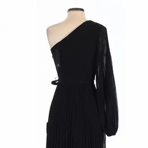 Lulus Divine Charm Black Pleated One-Shoulder Maxi Dress Small Evening Formal thumbnail 3