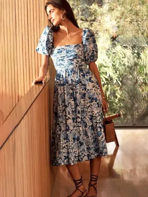 Abercrombie & Fitch Emerson Blue Floral Midi Dress Size XS thumbnail 15