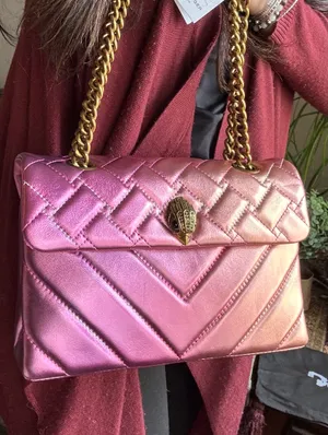 Kurt Geiger Authentic LONDON metallic Quilted 2tone leather gold lock shoulder/Crosby thumbnail 8