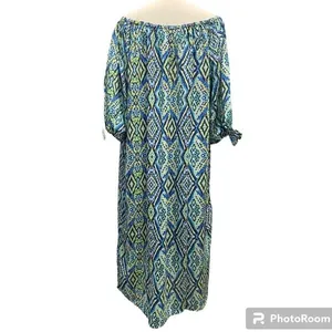 Colleen Lopez Off the Shoulder Print Dress Size Medium NWOT thumbnail 2