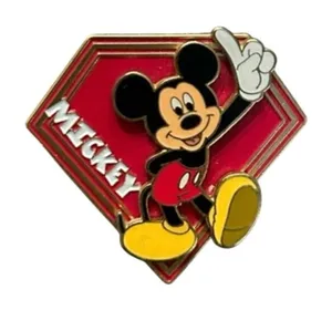 Disney Mickey Mouse Pin Red Classic Diamond Enamel Gold Tone Unisex Trading thumbnail 1