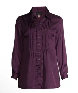 WHITE STAG Tunic Top Size S 4-6 Womens Pleated Front Roll Up Long Sleeve NWOT thumbnail 1