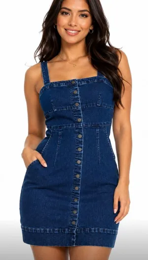 Genetic Denim Indigo Button-Front Denim Sundress thumbnail 1