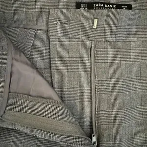 Zara Basic Gray Plaid Ruffle Pockets High Waist Straight Leg Pants SZ S #2010 thumbnail 8