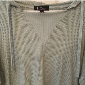 Lulus Getting Warmer Sage Green Knit Hooded Sweater Top - Size S thumbnail 3