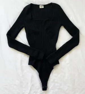 Abercrombie and fitch black square neck sweater bodysuit thumbnail 2