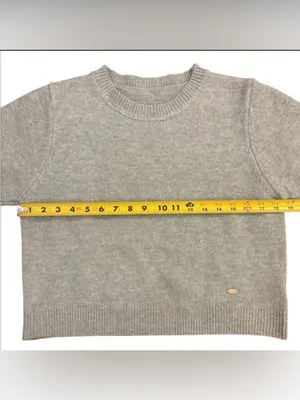 Tête & Tête Gray/Blue Short Sleeve Knit Sweater Top Boxy Crew Neck Soft Luxe thumbnail 7