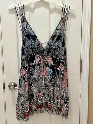 Free People Printed Mini Slip Dress Medium thumbnail 12