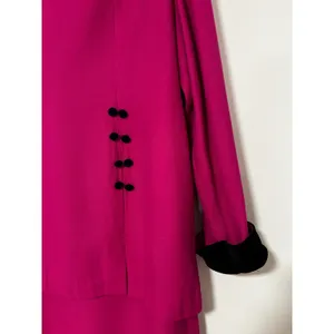 VINTAGE Victoria Holley Magenta Pink Skirt Suit Set Velvet Peter Pan Collar 16 thumbnail 5