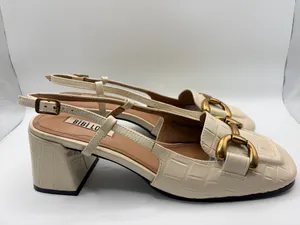 Anthropologie Bibi Lou EU 37 US 6.5 Cream Croc Slingback Loafers Horsebit thumbnail 2
