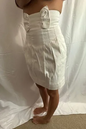 French Connection Ultra High Rise Bow Midi Skirt - White - 0 thumbnail 2