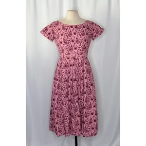GAL MEETS GLAM Hallie Dress Paisley Floral Pink Purple Box Pleats Pockets Size 8 thumbnail 2