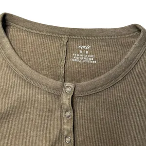 Aerie Brown Ribbed Henley Long Sleeve Layering Top Size Medium thumbnail 6
