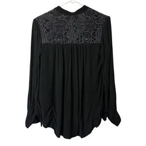 FREE PEOPLE Black Canyon Rose Metallic-Lace Blouse Hi-Lo‎ Oversized Top Size XS thumbnail 7