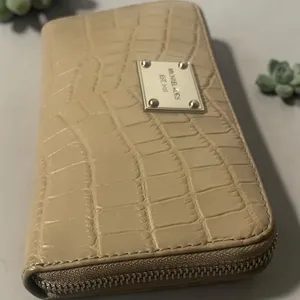 Michael Kors Wallet Womens OS Tan Croc Embossed Leather Zip Around Jet‎ Set thumbnail 4