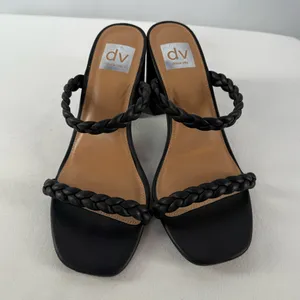 Dolve Vita Braided Block Heel Sandal in Black Size 8‎ thumbnail 3
