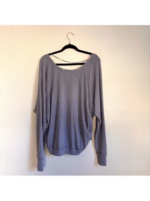 Free People Santa Clara grey thermal long sleeve top thumbnail 3