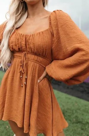 The Post Ali Romper Dress in Copper / Rust Orange Color in Size S thumbnail 1