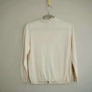 J. Crew Cream Ruffle Neck Cotton Cardigan Sweater Ivory Delicate Balletcore Soft thumbnail 8