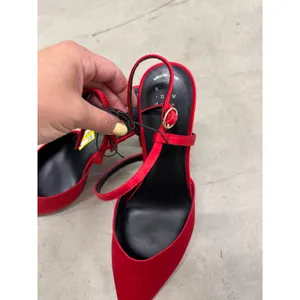 A New Day Red Satin Pointed Toe Ankle Strap Pumps Heels Memory Foam Size 9.5 thumbnail 6