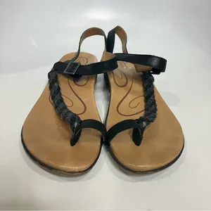 Aetrex Evie braided leather‎ sandals black womens size 41 thumbnail 2