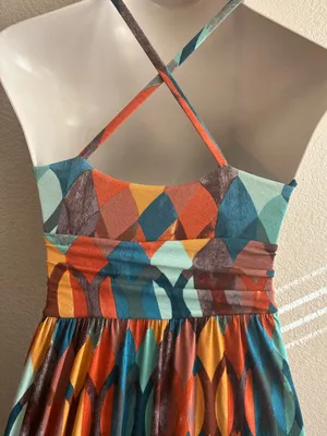 Maeve Multicolor Geometric Spaghetti-Strap Maxi Dress XS thumbnail 10