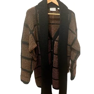 Vintage Ellen Tracy Heavy Knit Scarf Sweater Coat CardiganLarge thumbnail 2