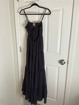Zara Black Textured Tiered Maxi Dress Size xSmall Cutout Back New thumbnail 11