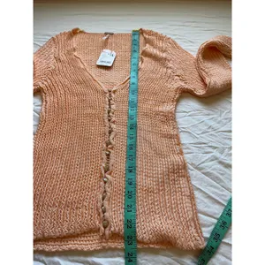 NWT Free People Waffle Knit Pucker Up Small Cardi Tender Peach thumbnail 7