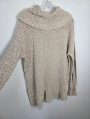 Mossimo Cowl Neck Roll Neck Sweater Chunky Cable Knit Cotton Oatmeal Beige L thumbnail 8