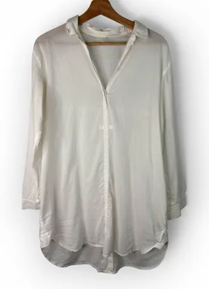 Gap Body Cotton Sheer Shirt Dress Womens Small White Long Sleeve Swim Cover Up thumbnail 1