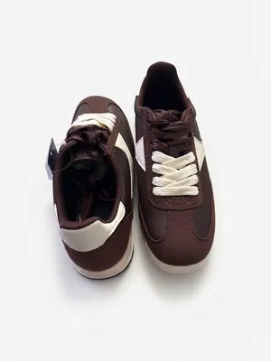 New Day Women’s Dark Brown & Cream Retro Lace-Up Sneakers – Memory Foam Shoes NWT thumbnail 2