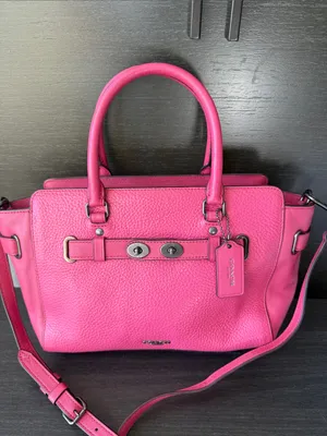 Coach mini Swagger Bag Leather Pink Turn Lock Zip Top Tote Cross body thumbnail 2