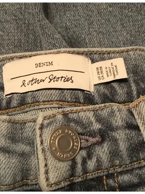 & Other Stories Blue Straight Leg High Rise Denim Jeans 28-actual 26” Raw Hem thumbnail 4