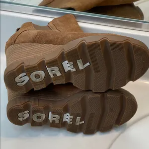 Sorel Women’s Joan Uptown Suede Chelsea Brown Stacked Slip-On Wedge Boots thumbnail 9
