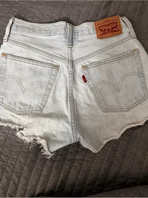 Levi's Light Blue High-Rise Cutoff Jean Shorts thumbnail 3