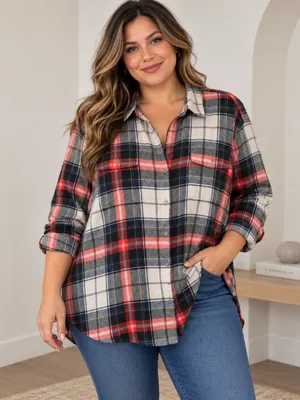 Old Navy The Boyfriend Shirt Plaid Flannel Button Down Oversized Size XXL thumbnail 1