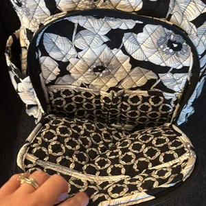 Vera Bradley Floral Black Beige and White Backpack thumbnail 6