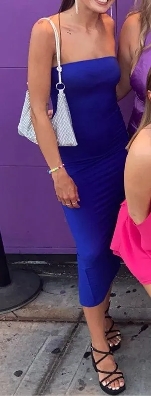 Blue Bodycon Dress Shein Strapless thumbnail 1