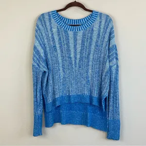 Anthropologie Pilcro Blue Textured High-Low Relaxed Pullover Sweater Size M‎ thumbnail 6