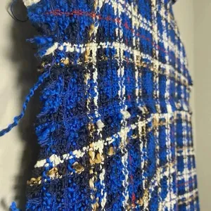 Zara Tweed Textured Mini Dress Size‎ S Small Raw Edge Oversized Check Button Up thumbnail 8