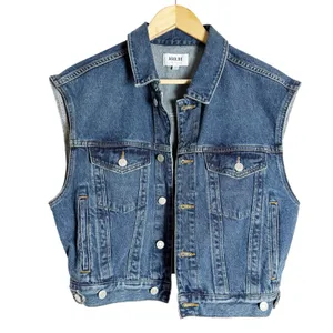 Agolde Charli Sleeveless Button Front Denim Trucker Jean Vest Size Small thumbnail 4