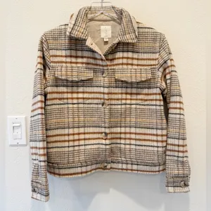 JOIE Brushed Plaid Boxy Jacket size‎ XS Shacket thumbnail 2