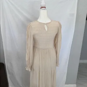 Elegant Cream Long Sleeve Dress thumbnail 5