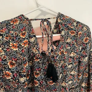 KNOX ROSE Smocked Floral Tie Back Top Black Etc Boho Long Sleeve Peasant Blouse thumbnail 15