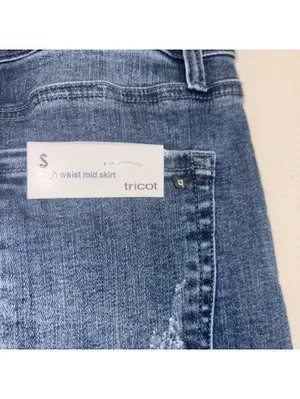 tricot High-Waisted Distressed Denim Mid Skirt - Size Small thumbnail 3