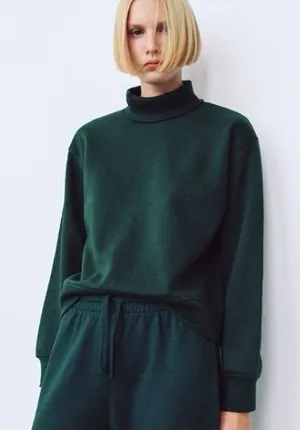 Zara Forest Green Turtle Neck Sweater Medium thumbnail 1